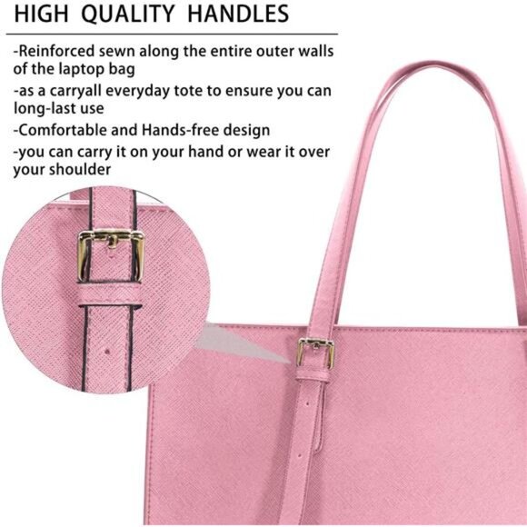 Laptop Bag Lightweight Vegan Leather Pink - Picture 6 of 6